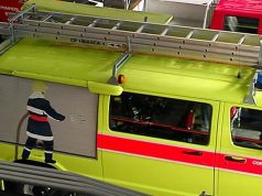 Serravalle frazione Malvaglia: camioncino a fuoco, Pompieri in azione