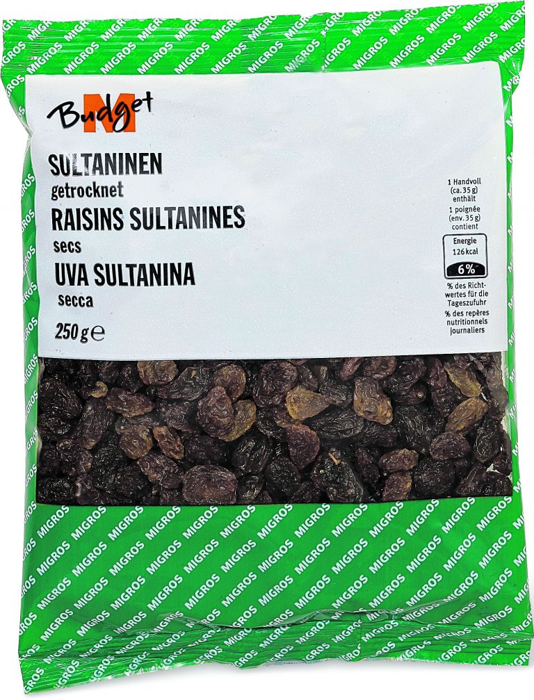 Die Migros ruft M-Budget Sultaninen, getrocknet zurück