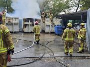 Rogo di materiali a Campione d’Italia, Pompieri di Melide in azione